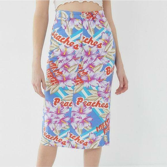 Urban Outfitters Welcome to Miami High Waisted Midi Skirt NEW Women's Small - Picture 1 of 9